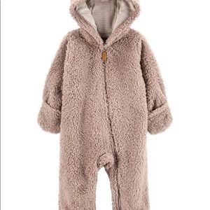 Carters Sherpa Pram Bearsuit 6M in Tan/Beige 💫🐻